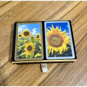 Vintage Congress Double Set Of 2 Playing Cards in a Sunflower Motif - Full Sets!